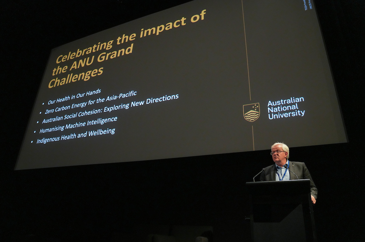 Professor Brian P. Schmidt AC FAA FRS during the celebrating the impact of the ANU Grand ChallengesFinale event at ANU in Canberra, ACT, Australia, 22 November, 2023. (Tracey Nearmy/ANU)